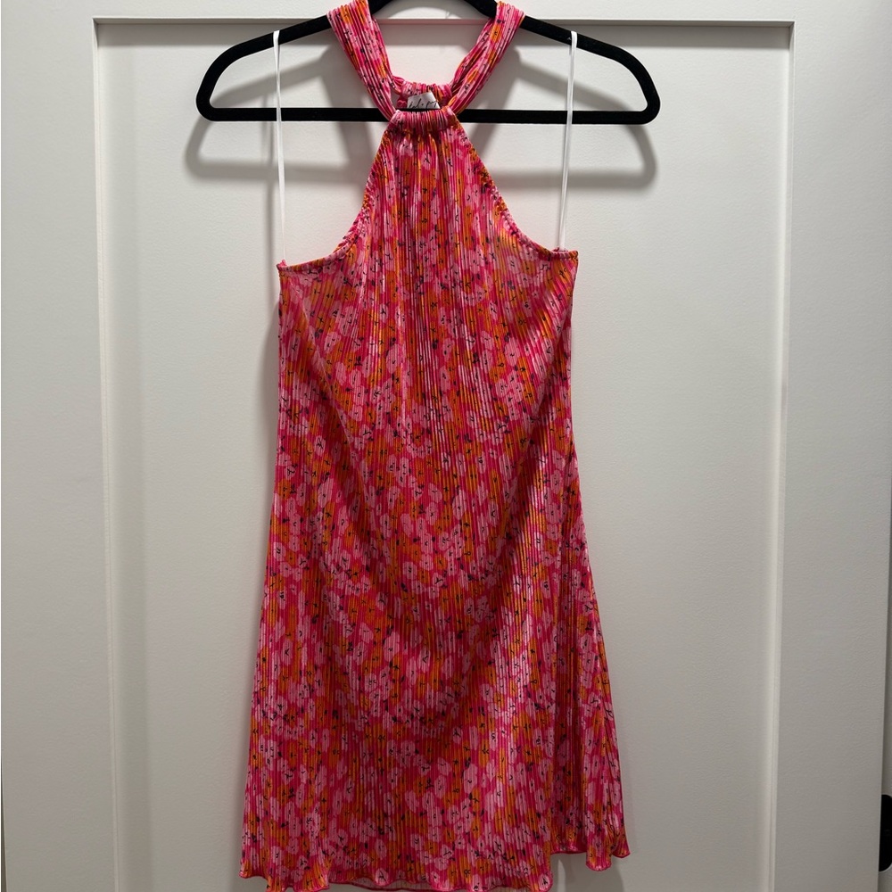 Petal & Pup Pink and Orange Floral Backless Halter Dress